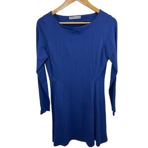 Athleta Cozy Up Long Sleeve Athleisure A-Line Dress Blue 152571 Small Fit Flare